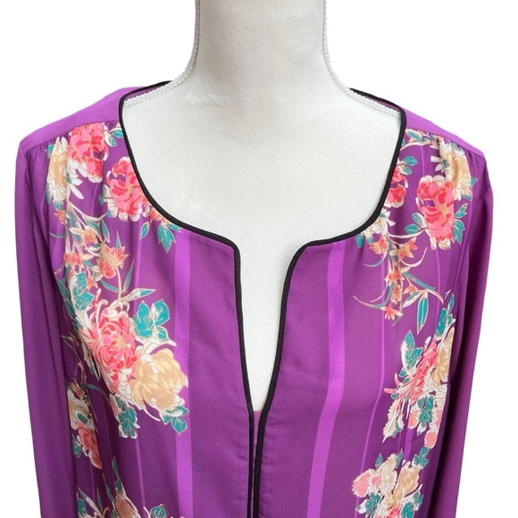 ModCloth Purple Floral “Podcast Co-Host” Blouse Size 1X - Picture 2 of 15